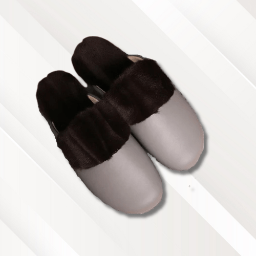 Chausson cuir fourrés Gris / 32-33