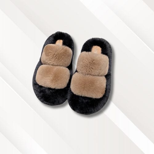 Chaussons mules femme | Bout ouvert Noir et marron / 35