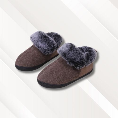 Bottines chaussons chauds hauts femme | Fourrés Marron / 36-37