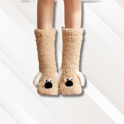 Chaussettes chaussons animaux | Femme Beige / Taille unique