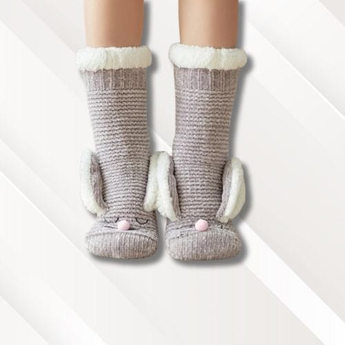 Chaussettes chaussons femme | Montantes Gris clair / Taille unique