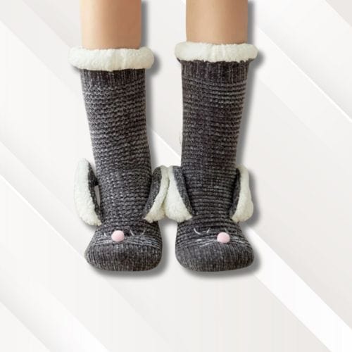 Chaussettes chaussons femme | Montantes Gris foncé / Taille unique