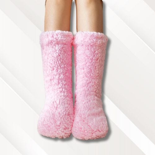Chaussons chaussettes polaire | Femme Rose / 36-43