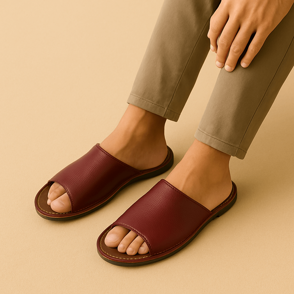 Chaussons claquettes homme | Cuir