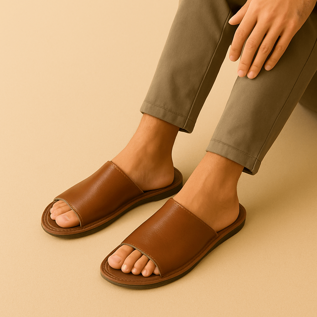 Chaussons claquettes homme | Cuir