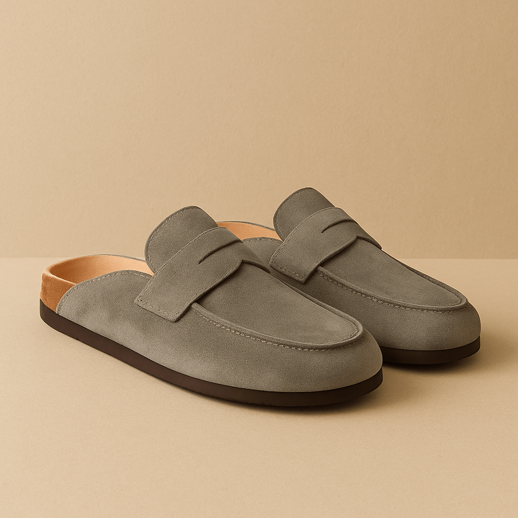 Chaussons cuir femme | Petits talons Gris / 36