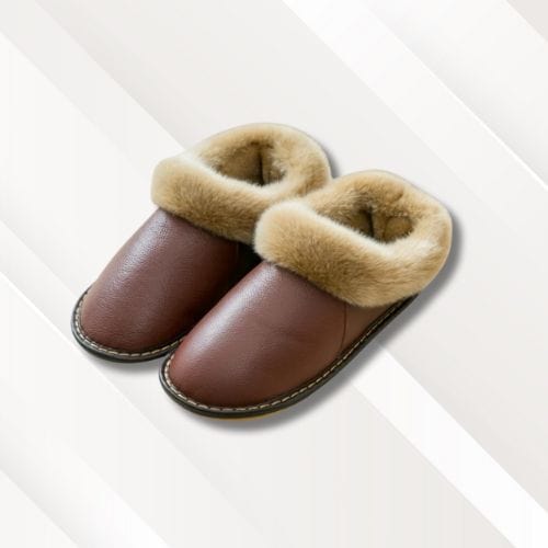 Chaussons cuir homme | Fermés Marron / 37