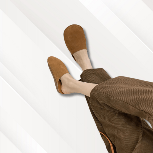 Chaussons cuir souple pour femme Marron clair / 35