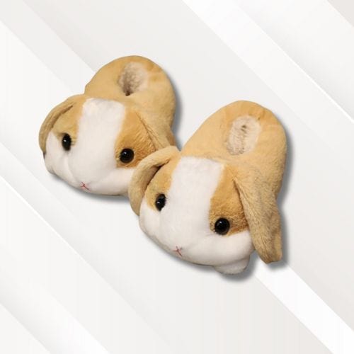 Chaussons femme | Avec têtes d'animaux Lapin marron / Taille unique