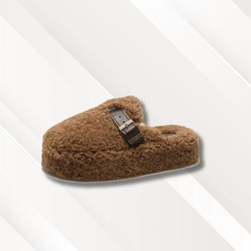 Chaussons femme | Cuir laine Marron / 35