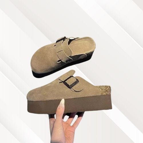 Chaussons femme | Semelle liège Ivoire 6cm / 35