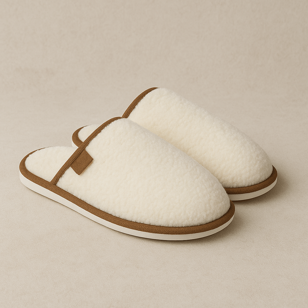 Chaussons fourrure homme | Marrons Blanc / 36-37