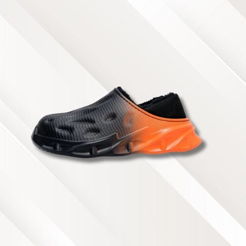 Chaussons homme | Confortables Noir et orange / 36-37