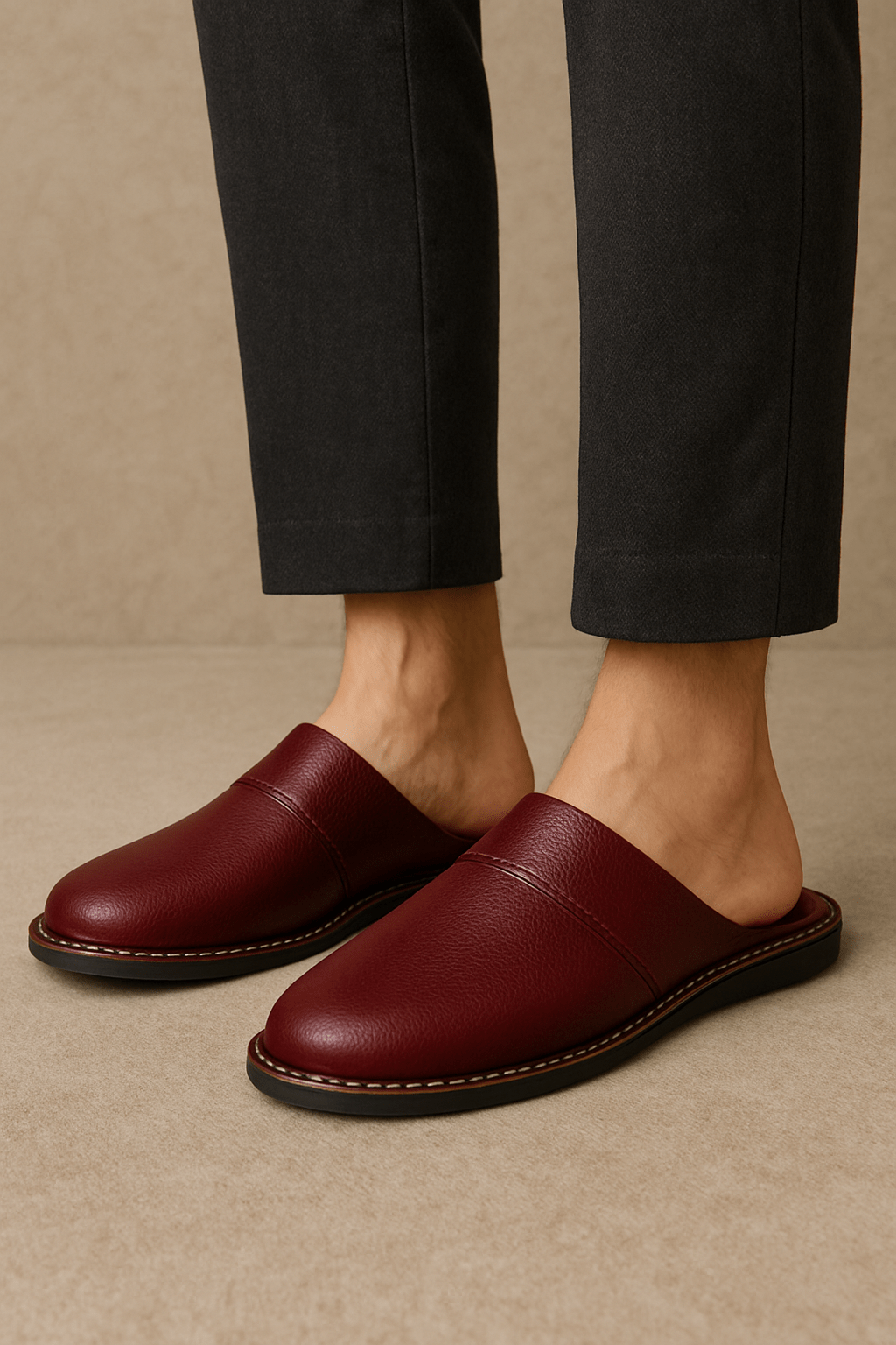 Chaussons homme | Cuir noir