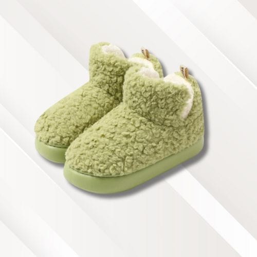 Chaussons montants femme | Fourrure Vert / 36-37