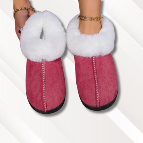 Chaussons montants fourrés femme | Mules Rouge / 36-37