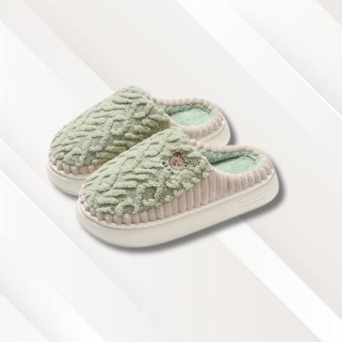 Chaussons mules femme | Tissu Vert / 36-37