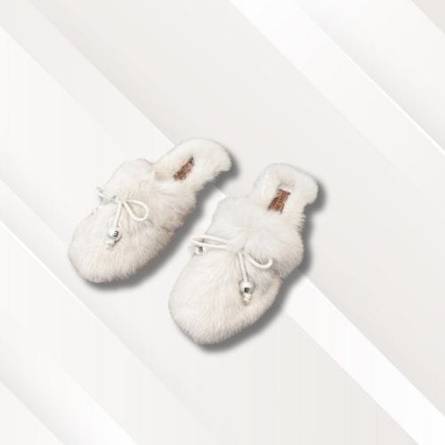 Chaussons mules fourrées | Femme Blanc / 34-35