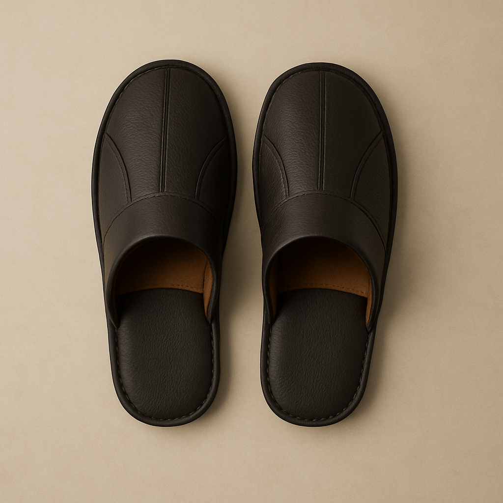 Pantoufles homme cuir | Luxe Marron / 35-36